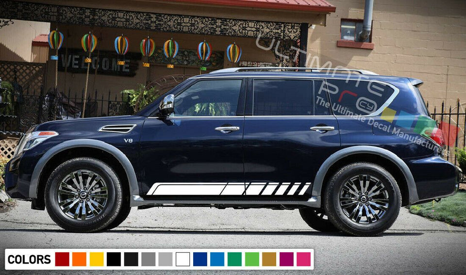 2x Sticker Decal Vinyl Side Door Stripes for Nissan Armada 2017 Sport Bumper Lip