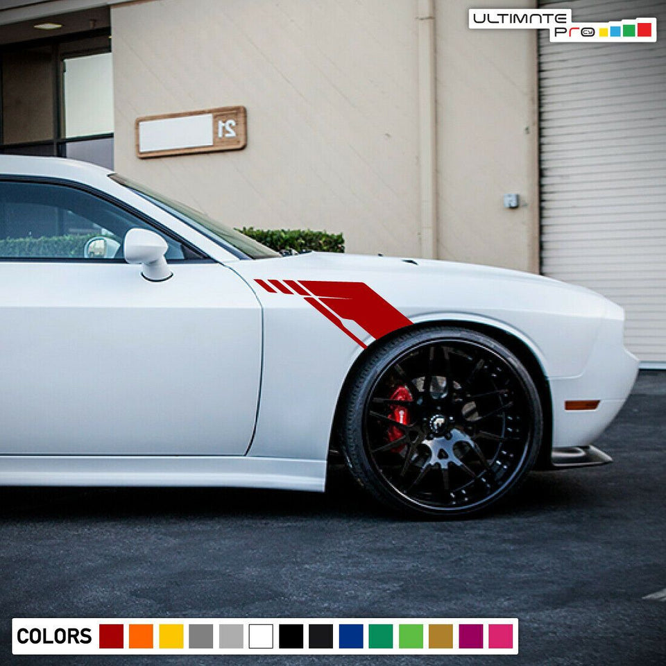 Front Fender twin stripes Sticker Decal kit for Dodge CHALLENGER V6 RS 3.6L 6.2l V8