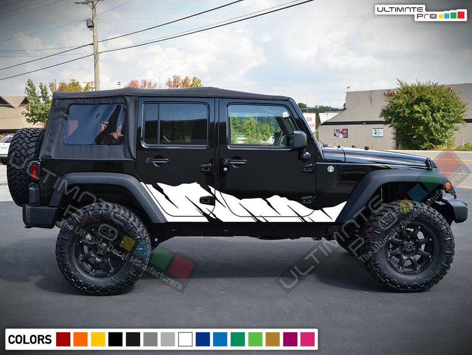 Wavy 'Offroad Frequencies' Stripes for Jeep Wrangler Lip Skirt Wing trunk off road 4x4 Sticker Decal Vinyl