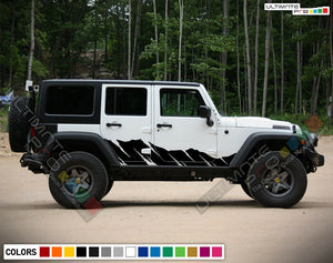 Wavy 'Offroad Frequencies' Stripes for Jeep Wrangler Lip Skirt Wing trunk off road 4x4 Sticker Decal Vinyl