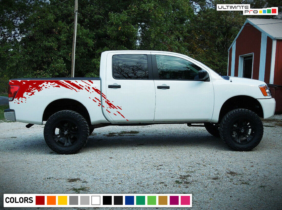 2 Decal stripe sticker kit For Nissan TITAN leaf v8 wheel mount Bed Mud Splash