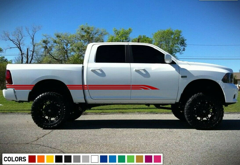 Side door triple line Decal Stripes Sticker Kit for Dodge Ram 4x4 edge line