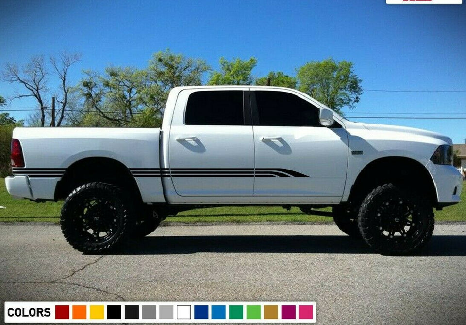 Side door triple line Decal Stripes Sticker Kit for Dodge Ram 4x4 edge line