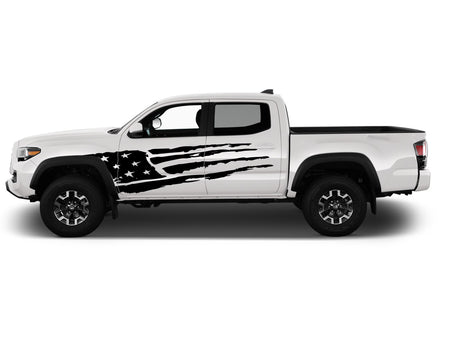 Decal For TOYOTA TACOMA Door Side USA Flag Design Graphics Vinyl Sticker