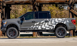 Rock crawling Tire print 14th Gen Graphic skull distorted Graphics crewcab cab 2X Side design DECAL bar Sticker for Ford F150 wrap-thirteenth-generation decal CAB 2020 2021 2022XL XLT