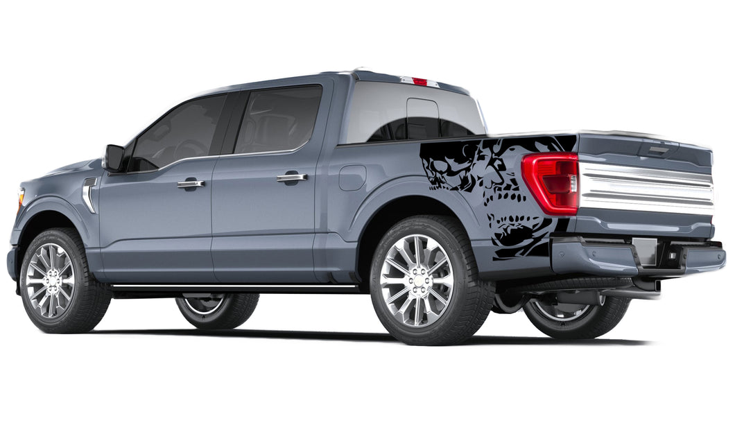 Skull scalp bed look wrap 14th Gen Graphic veterans Graphics Crewcab cab 2X Side design DECAL bar Sticker for Ford F150 wrap-thirteenth-generation decal CAB 2020 2021 2022 2023 XL XLT