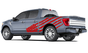 Usa big flag look 14th Gen Graphic skull distorted Graphics crewcab cab 2X Side design DECAL bar Sticker for Ford F150 wrap-thirteenth-generation decal CAB 2020 2021 2022 2023 XL XLT