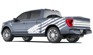 Usa big flag look 14th Gen Graphic skull distorted Graphics crewcab cab 2X Side design DECAL bar Sticker for Ford F150 wrap-thirteenth-generation decal CAB 2020 2021 2022 2023 XL XLT