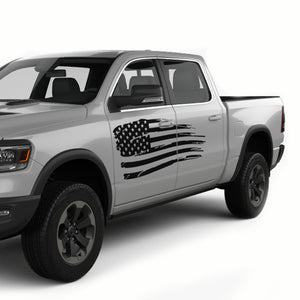 American Flag Side Doors Stripes Wrap Decal Sticker for Dodge Ram Crew Cab 1500