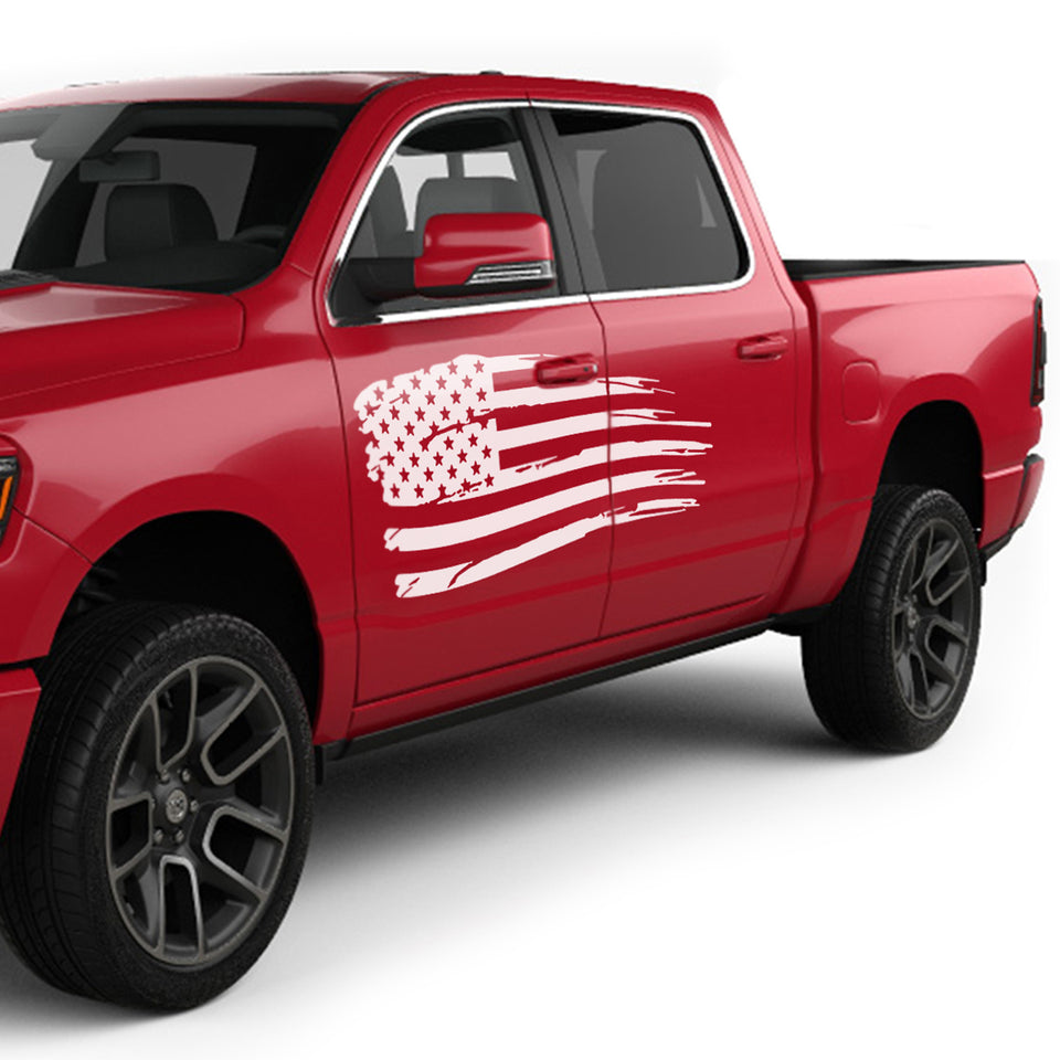 American Flag Side Doors Stripes Wrap Decal Sticker for Dodge Ram Crew Cab 1500