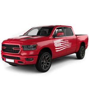 American Flag Side Doors Stripes Wrap Decal Sticker for Dodge Ram Crew Cab 1500