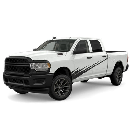 Graphic Brush Doors Stripes Wrap Decal Sticker for Dodge Ram Crew Cab 1500