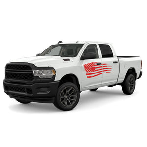 American Flag Side Doors Wrap Decal Sticker for Dodge Ram Quad Cab 2500