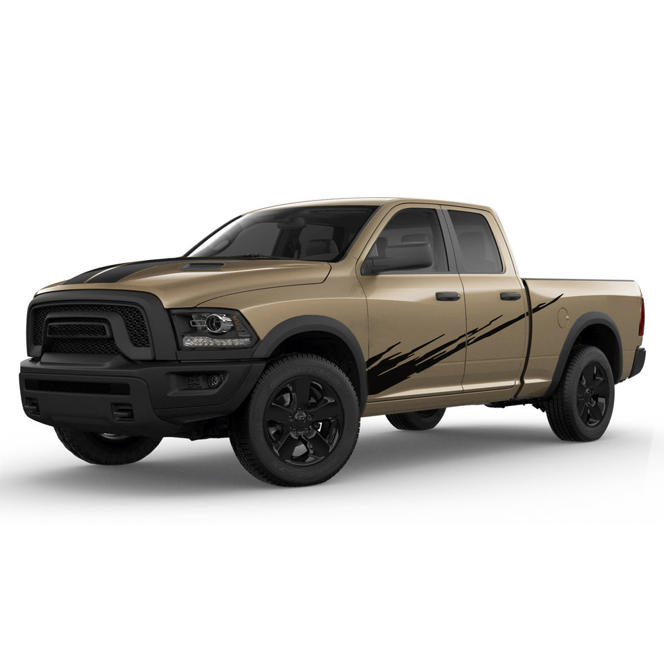 Graphic Brush Doors Stripes Wrap Decal Sticker for Dodge Ram Quad Cab 2500