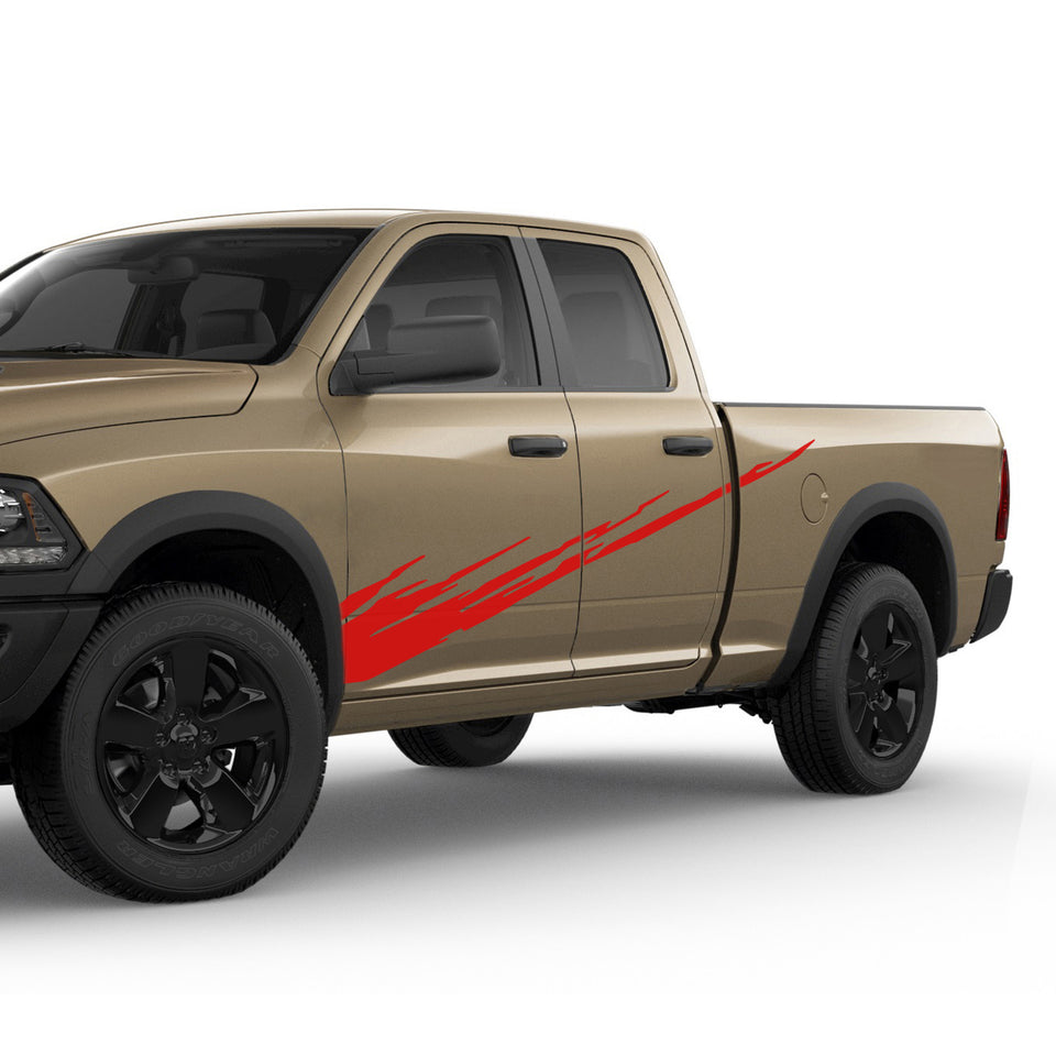 Graphic Brush Doors Stripes Wrap Decal Sticker for Dodge Ram Quad Cab 1500