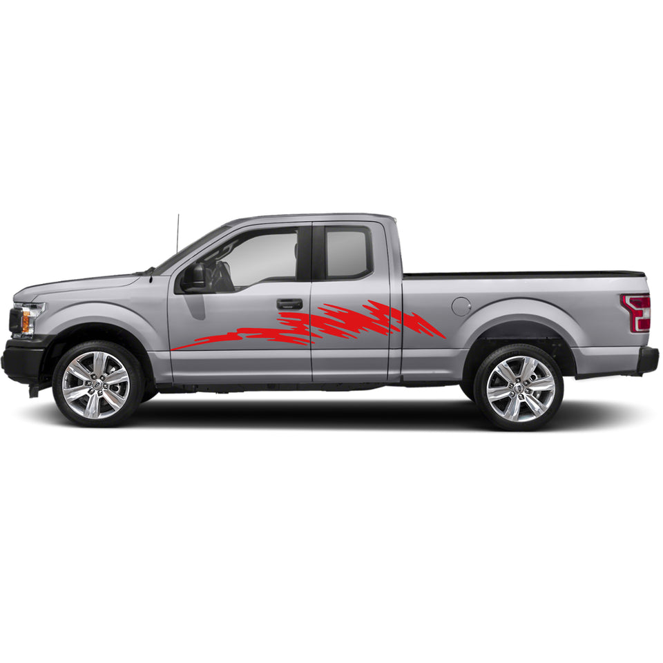 2 Side surf wave design stripe bar Sticker for Ford F150 supercab crew CAB wrap-thirteenth-generation surfer decal CAB  2015 – 2020 XL XLT