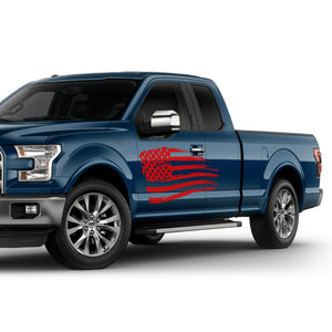 USA Flag fender Full Graphics supercab 2X Side design DECAL bar Sticker for Ford F150 wrap-thirteenth-generation decal CAB 2015 – 2020 XL XLT