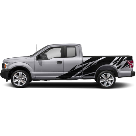 Geometric BED Flag fender Full Graphics tail supercab 2X Side design DECAL bar Sticker for Ford F150 wrap-thirteenth-generation decal CAB 2015 – 2020 XL XLT