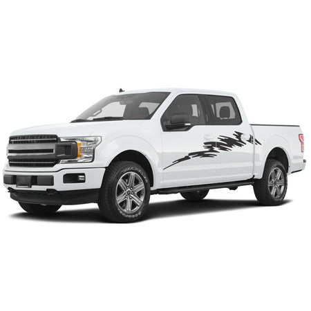 2 Side surf wave design stripe bar Sticker for Ford F150 supercrew crew CAB wrap-thirteenth-generation surfer decal CAB  2015 – 2020 XL XLT