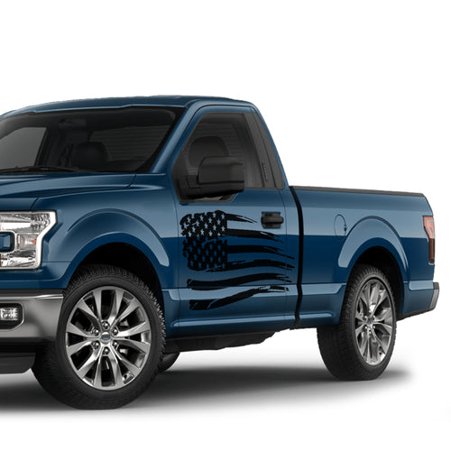 USA Flag fender Full Graphics Regular cab 2X Side design DECAL bar Sticker for Ford F150 wrap-thirteenth-generation decal CAB 2015 – 2020 XL XLT