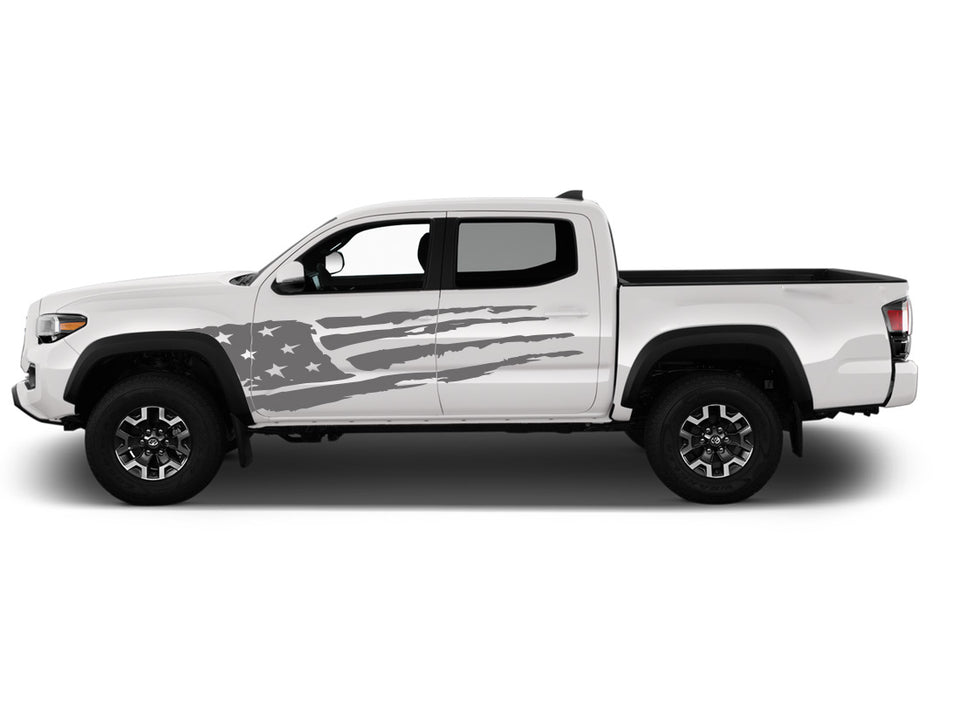 Decal For TOYOTA TACOMA Door Side USA Flag Design Graphics Vinyl Sticker