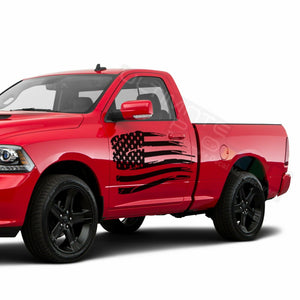 American Flag Side Doors Stripes Wrap Decal Sticker for Dodge Regular Cab 1500