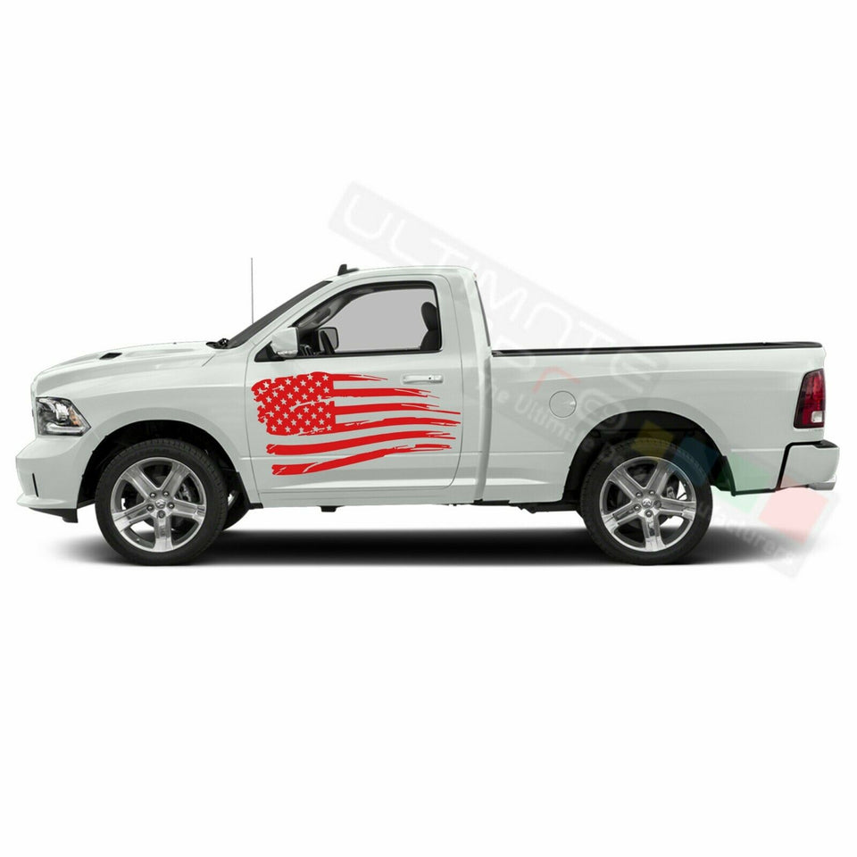 American Flag Side Doors Stripes Wrap Decal Sticker for Dodge Regular Cab 1500