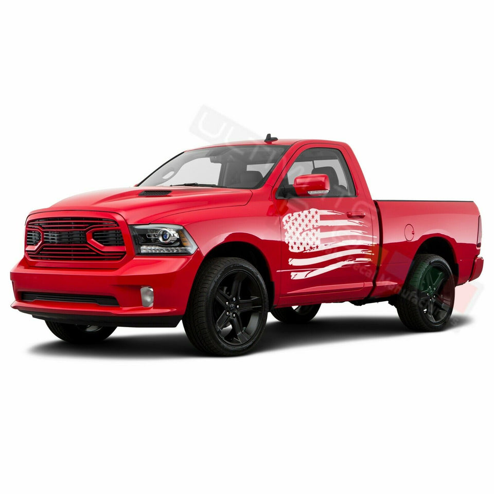 American Flag Side Doors Stripes Wrap Decal Sticker for Dodge Regular Cab 1500