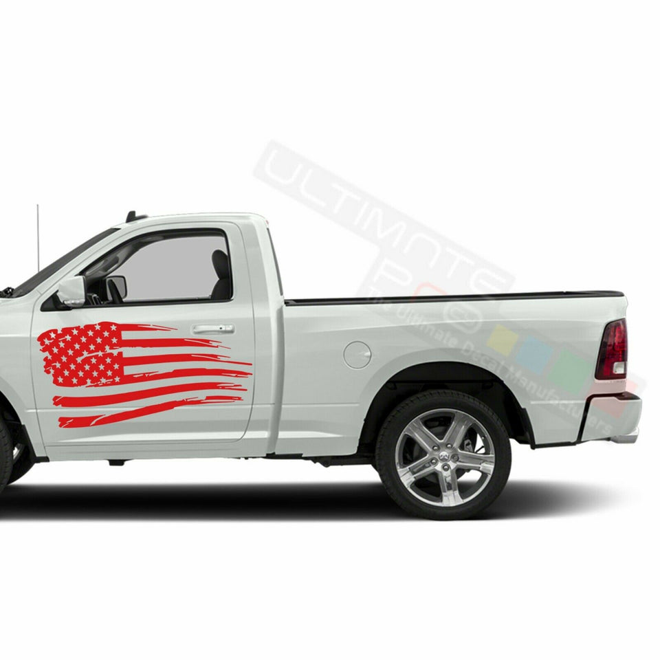 American Flag Side Doors Stripes Wrap Decal Sticker for Dodge Regular Cab 2500