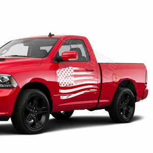 American Flag Side Doors Stripes Wrap Decal Sticker for Dodge Regular Cab 3500