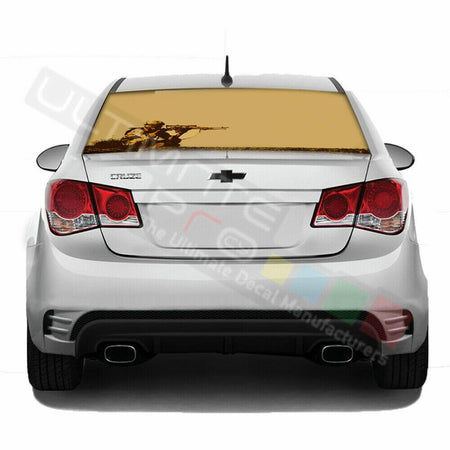 Army Designs Decals Rear Window See Thru Sticker Perforated for Chevrolet Cruze