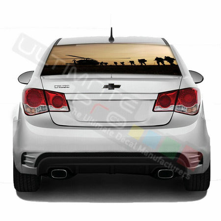 Army Designs Decals Rear Window See Thru Sticker Perforated for Chevrolet Cruze