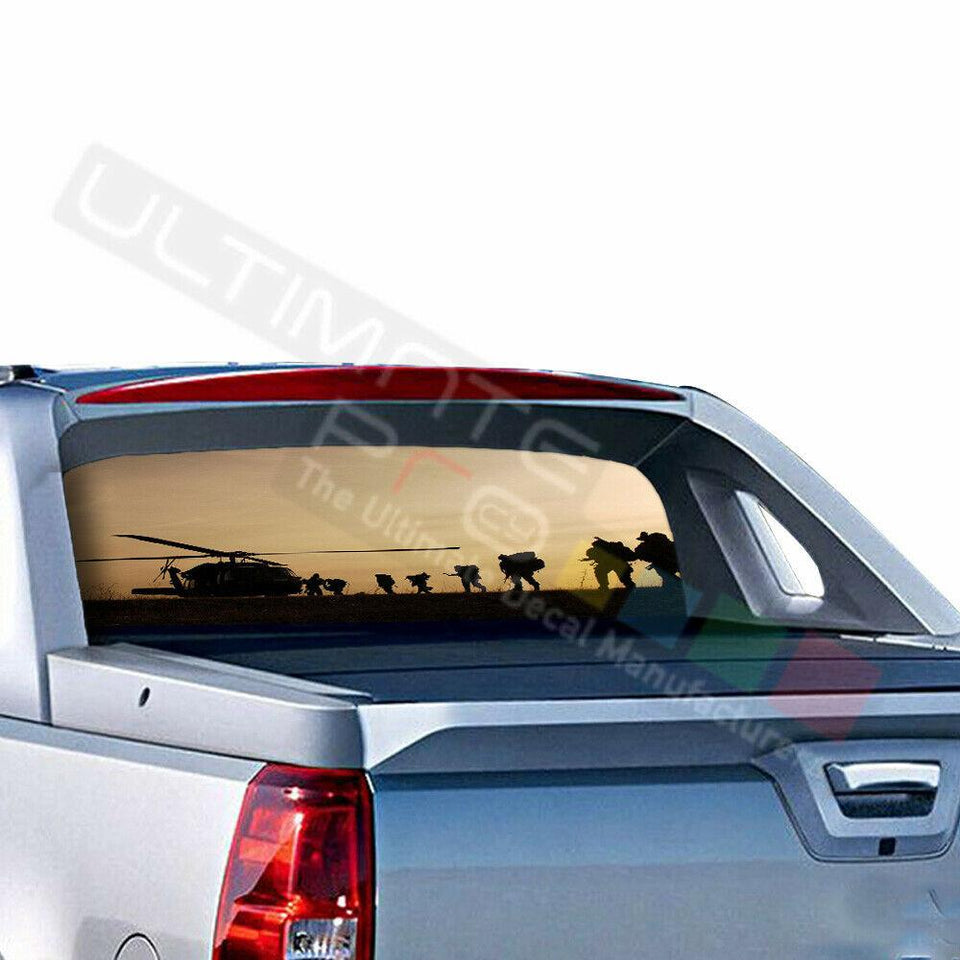 Army Designs Rear Window See Thru Sticker Perforated for Chevrolet Avalanche