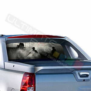 Army Designs Rear Window See Thru Sticker Perforated for Chevrolet Avalanche