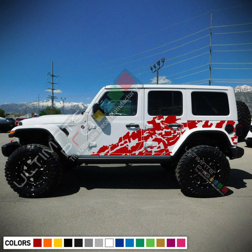 Big skull Splash Stripes sticker for Jeep Wrangler JL 2018 2019 2020 2021 2022 2023 2024 2025 graphic mud