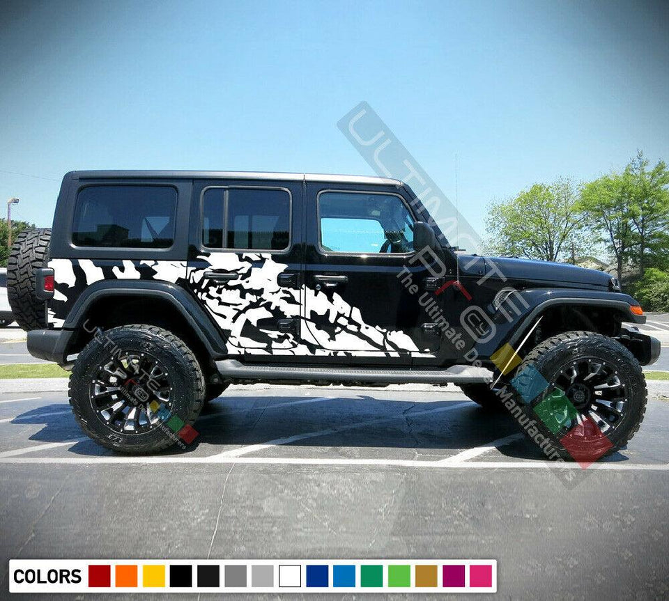 Big skull Splash Stripes sticker for Jeep Wrangler JL 2018 2019 2020 2021 2022 2023 2024 2025 graphic mud