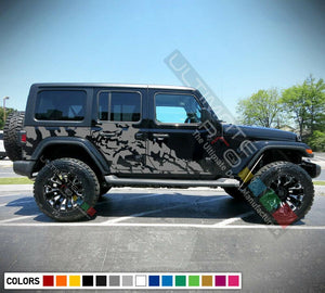 Big skull Splash Stripes sticker for Jeep Wrangler JL 2018 2019 2020 2021 2022 2023 2024 2025 graphic mud