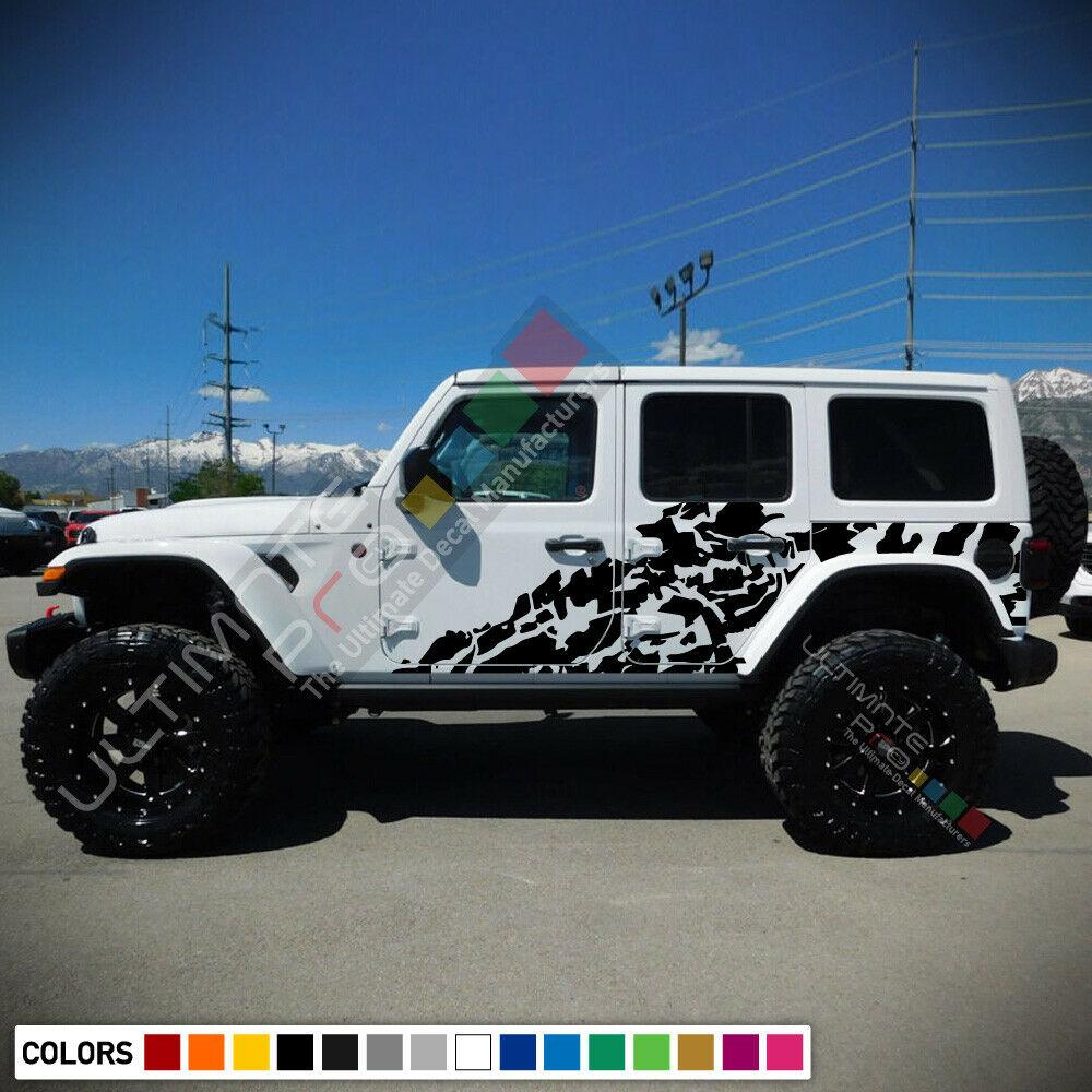 Big skull Splash Stripes sticker for Jeep Wrangler JL 2018 2019 2020 2021 2022 2023 2024 2025 graphic mud