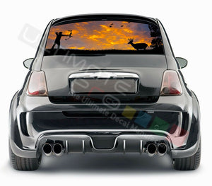 Camo Hunting Decals Rear Window See Thru Stickers Perforated for FIAT 500 2020