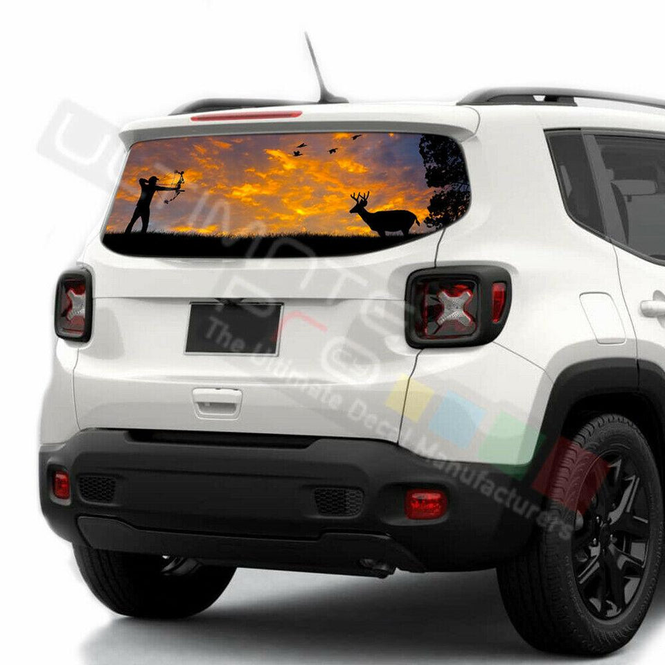 Camo Hunting Decals Rear Window See Thru Stickers Perforated for Jeep Renegade