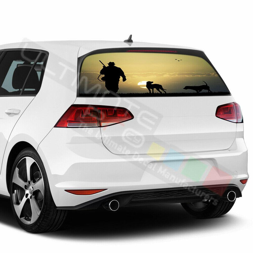 Camo Hunting Decals Window See Thru Stickers Perforated for Volkswagen Golf 2017