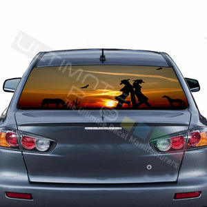 Camo Hunting Design Rear Window See Thru Stickers Perforated for Mitsubishin Evo