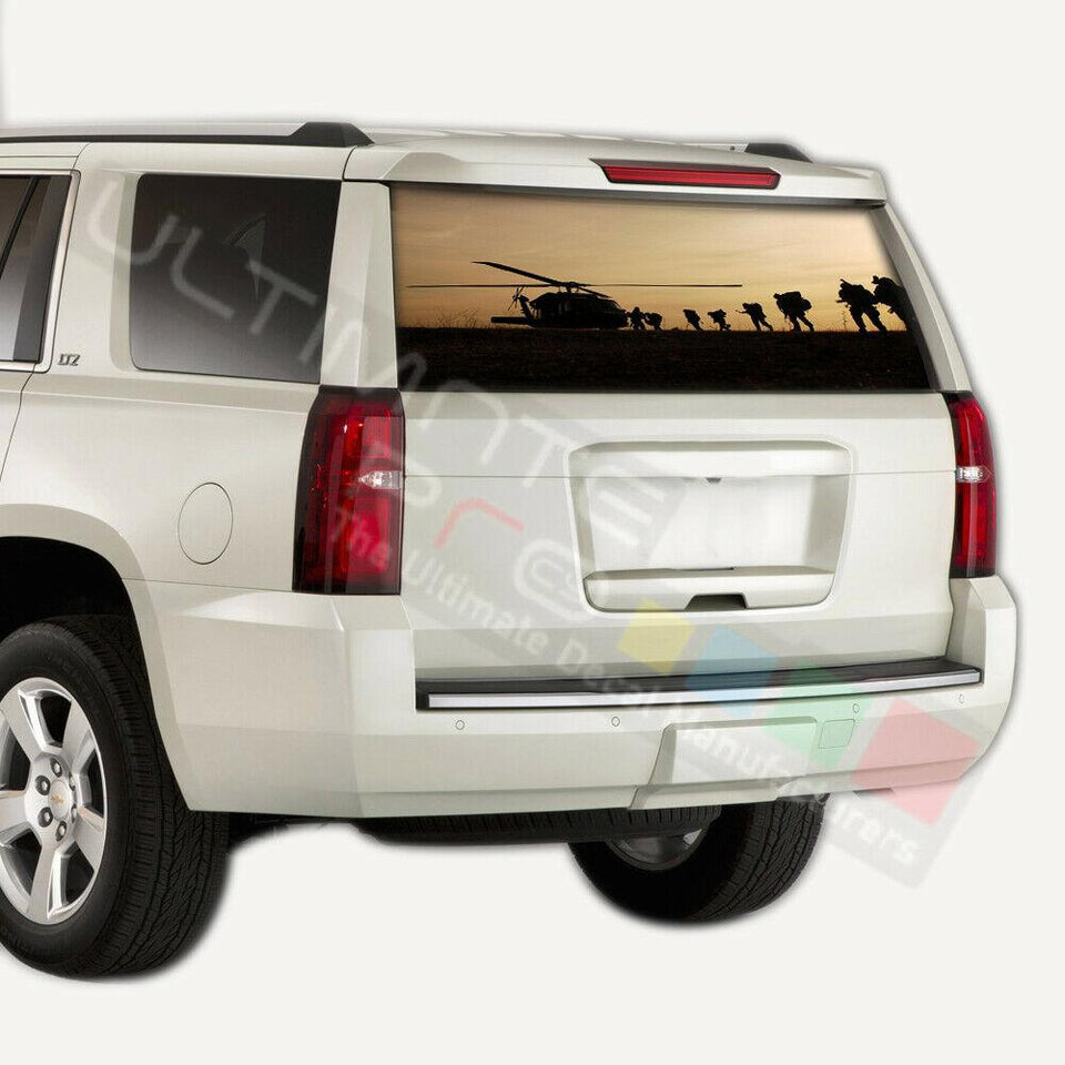 Camo hunting designs Rear Window CThru Stickers Perforated for Chevrolet Tahoe