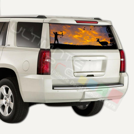 Camo hunting designs Rear Window CThru Stickers Perforated for Chevrolet Tahoe
