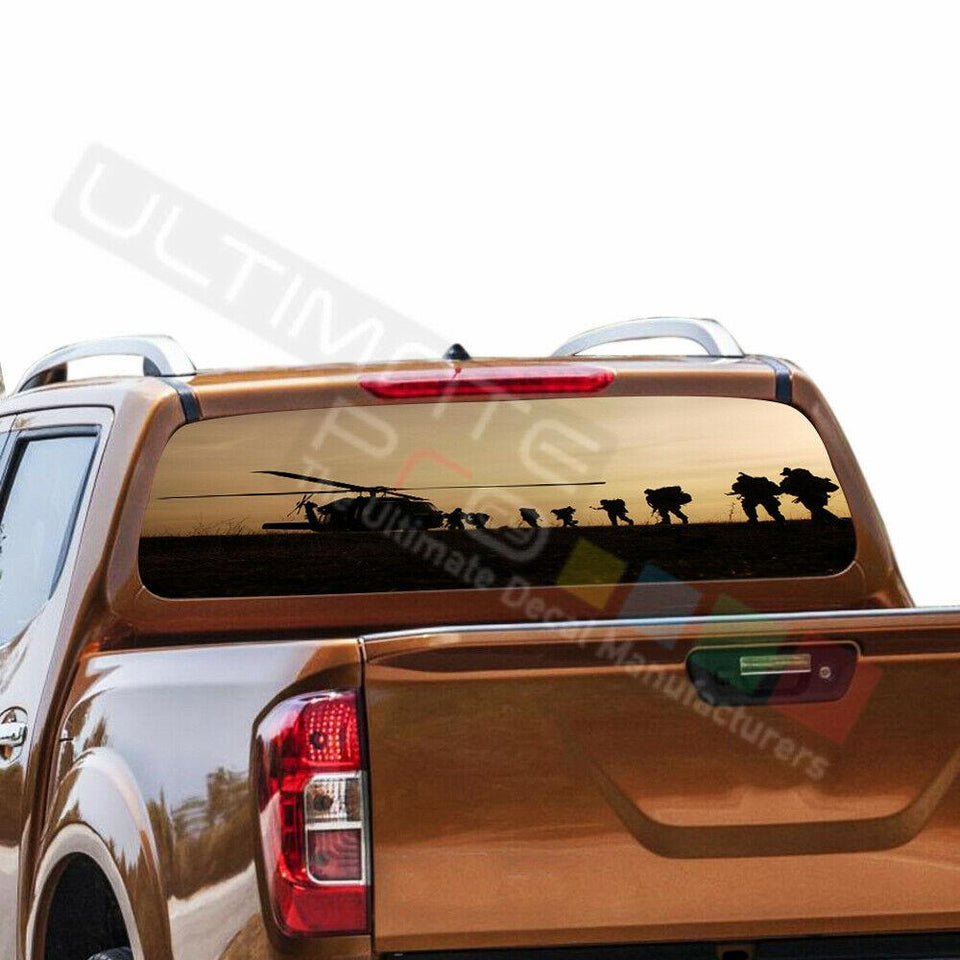 Camo Hunting Designs Window See Thru Stickers Perforated for Nissan Navara NP300