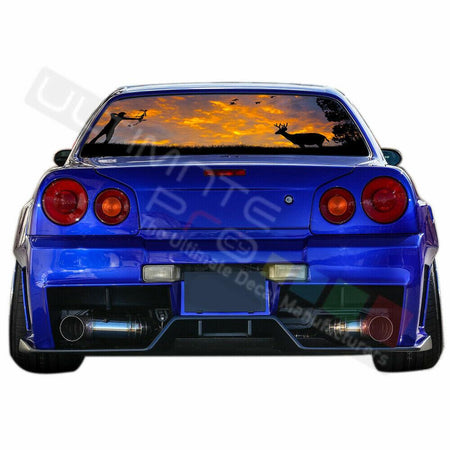 Camo Hunting Designs Window See Thru Stickers Perforated for Nissan Skyline 2019
