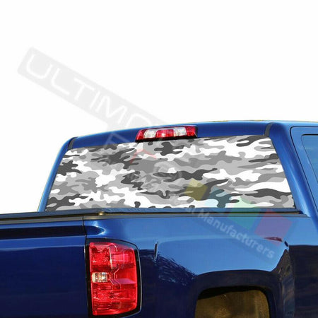 Camo Hunting Rear Window See Thru Stickers Perforated for Chevrolet Silverado
