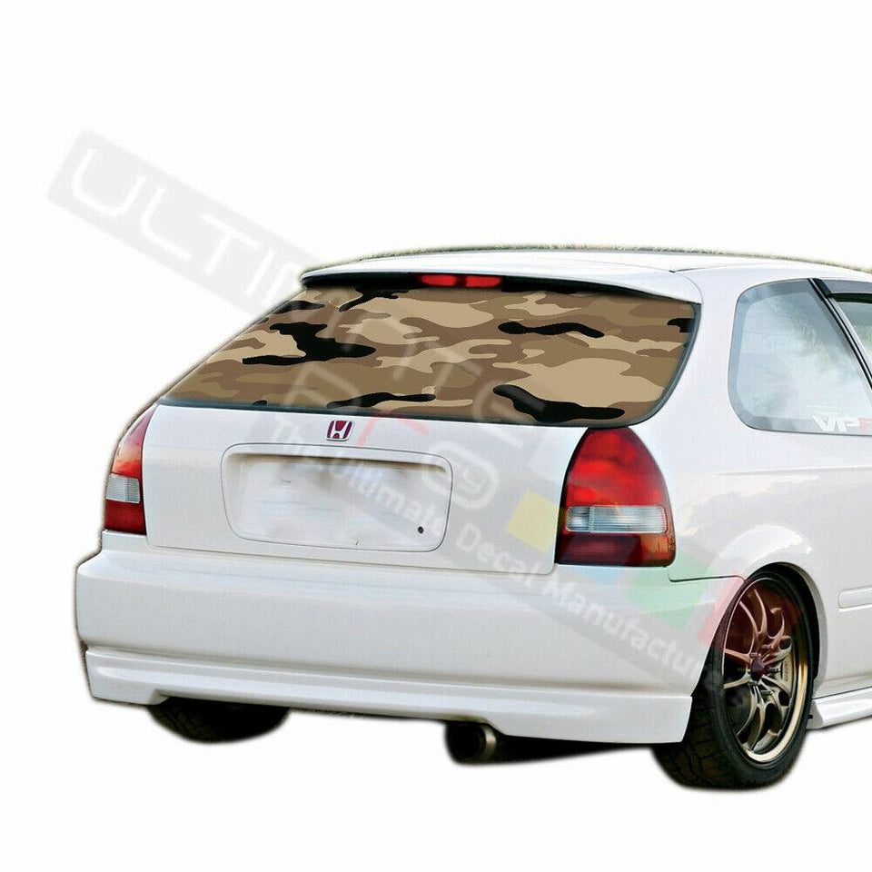 Camo Hunting Rear Window See Thru Stickers Perforated for Honda Civic 1996