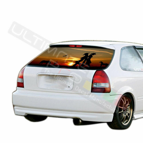 Camo Hunting Rear Window See Thru Stickers Perforated for Honda Civic 1996