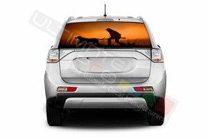 Camo Hunting Rear Window See Thru Stickers Perforated for Mitsubishi Outlander